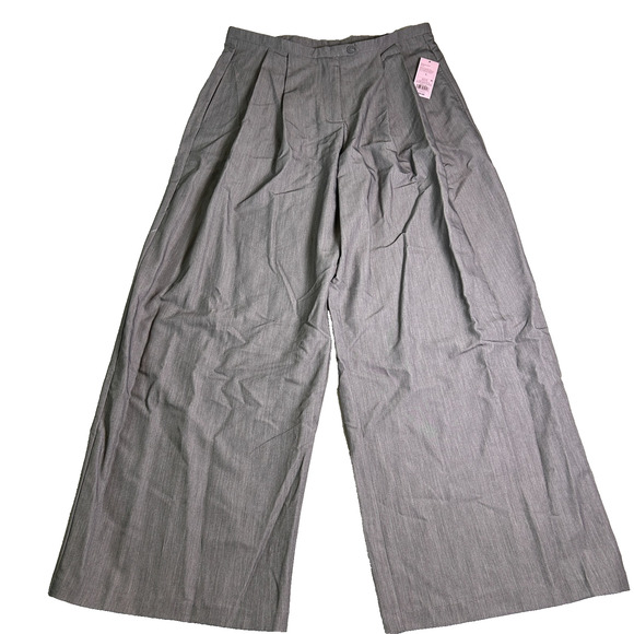 NWT Wild Fable Wide Leg Trouser Pants Womens Large Gray High Waisted Elevated - Picture 2 of 9